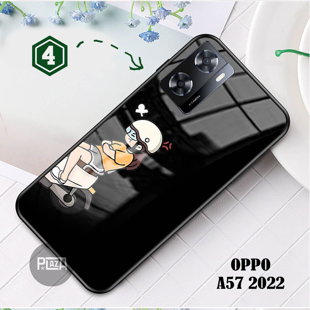 Softcase Glass Kaca COUPLE [K119] OPPO A57 2022 Casing Handphone-Pelindung Handphone