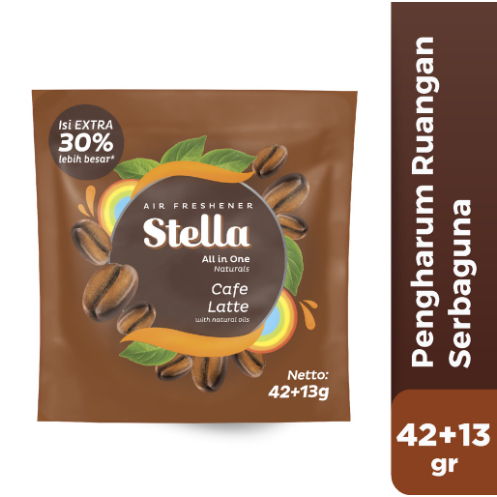 Stella All In One Cafe Latte 42+13gr Pengharum Ruangan, pengharum mobil stella wangi kopi