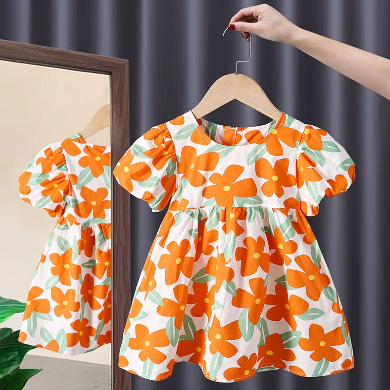 Gaun Anak Perempuan Orange / Dress Anak Korea Style Import