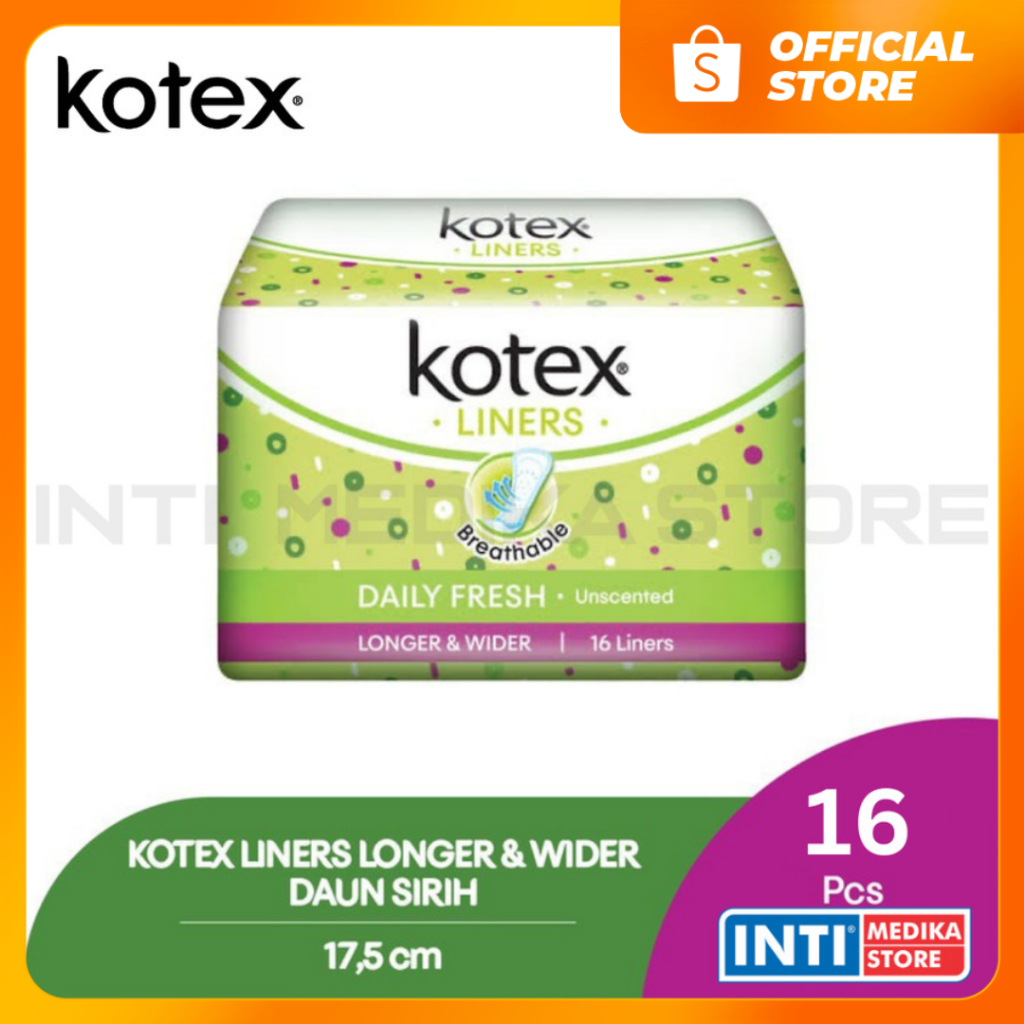 KOTEX - Pantyliner Daun SIrih LONGER & WIDER Pembalut Wanita UNSCENTED
