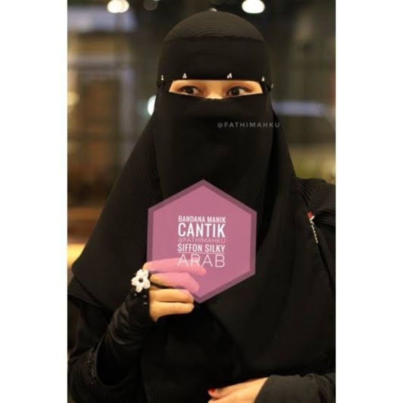Niqab Bandana Manik Cantik | Cadar Ceruty dan Sifon Silky