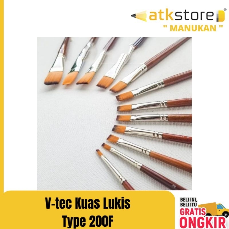 

V TEC KUAS LUKIS TYPE 200F NO 0 2 4 6 8 10 12 14 16 18 20 22 || kuas lukis flat / datar