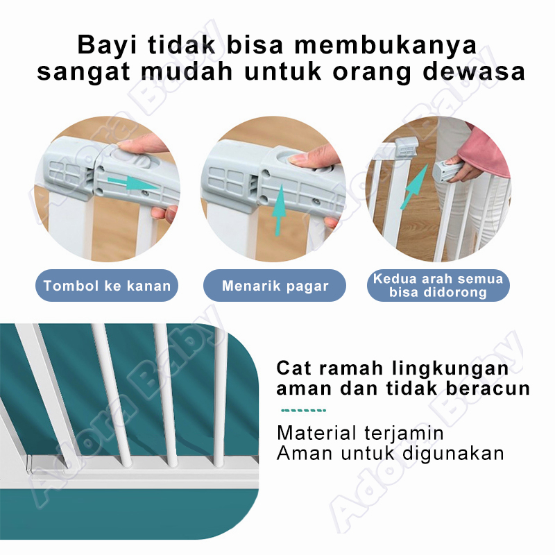 [ Tinggi 80CM ]Baby Safety Gate Pagar Pengaman Bayi 75-436cm/Pagar Bayi Bermain/Pagar Pintu Bayi  Pet/Penghalang Pintu Bayi/Baby Gate/Pagar Tangga Bayi/Baby Fence/Pagar Anak Bermain