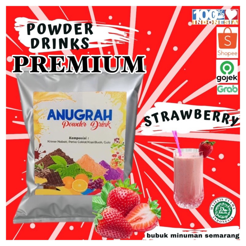 Bubuk Minuman Premium Strawberry 1kg Strobery Strawbery