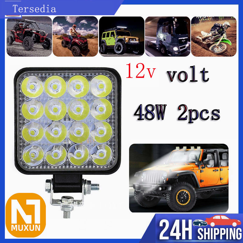 2pcs lampu tembak motor mobil truk Sorot LED Worklight 16Mata 48Watt 12V-24v