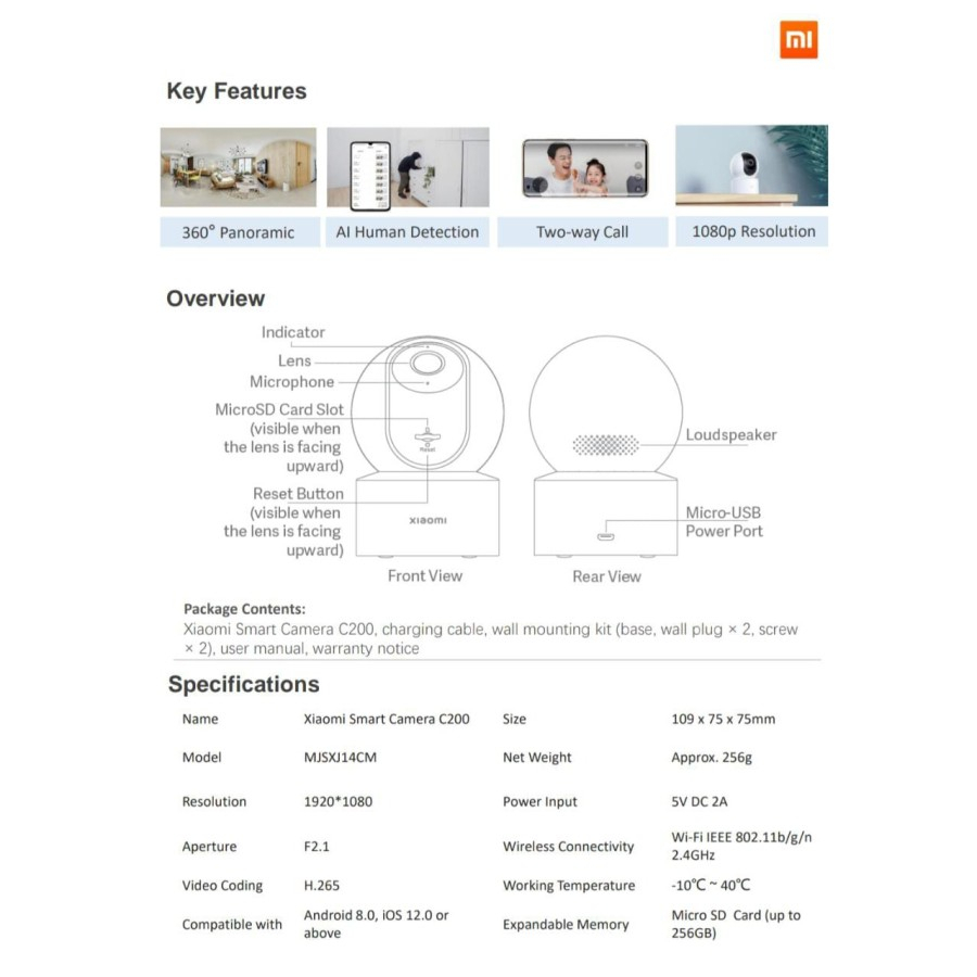 Mijia CCTV [C200] Smart Camera 1080P 360° Night Vision Human Detection Kamera Pengawas