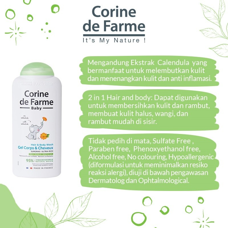 Corine De Farme Baby Hair &amp; Body Wash 250ml