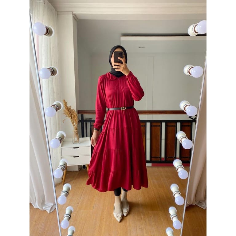 Gamis Hanami Midi Dress Katun Rayon