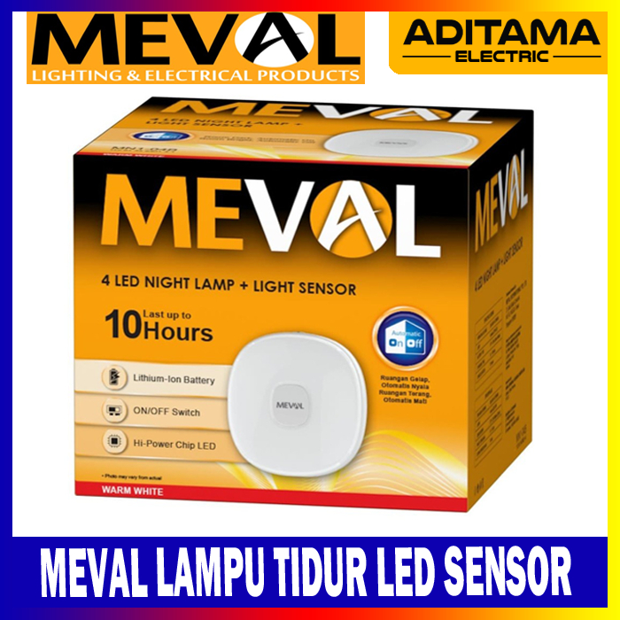 MEVAL LAMPU TIDUR 4 LED KUNING SENSOR CAHAYA OTOMATIS