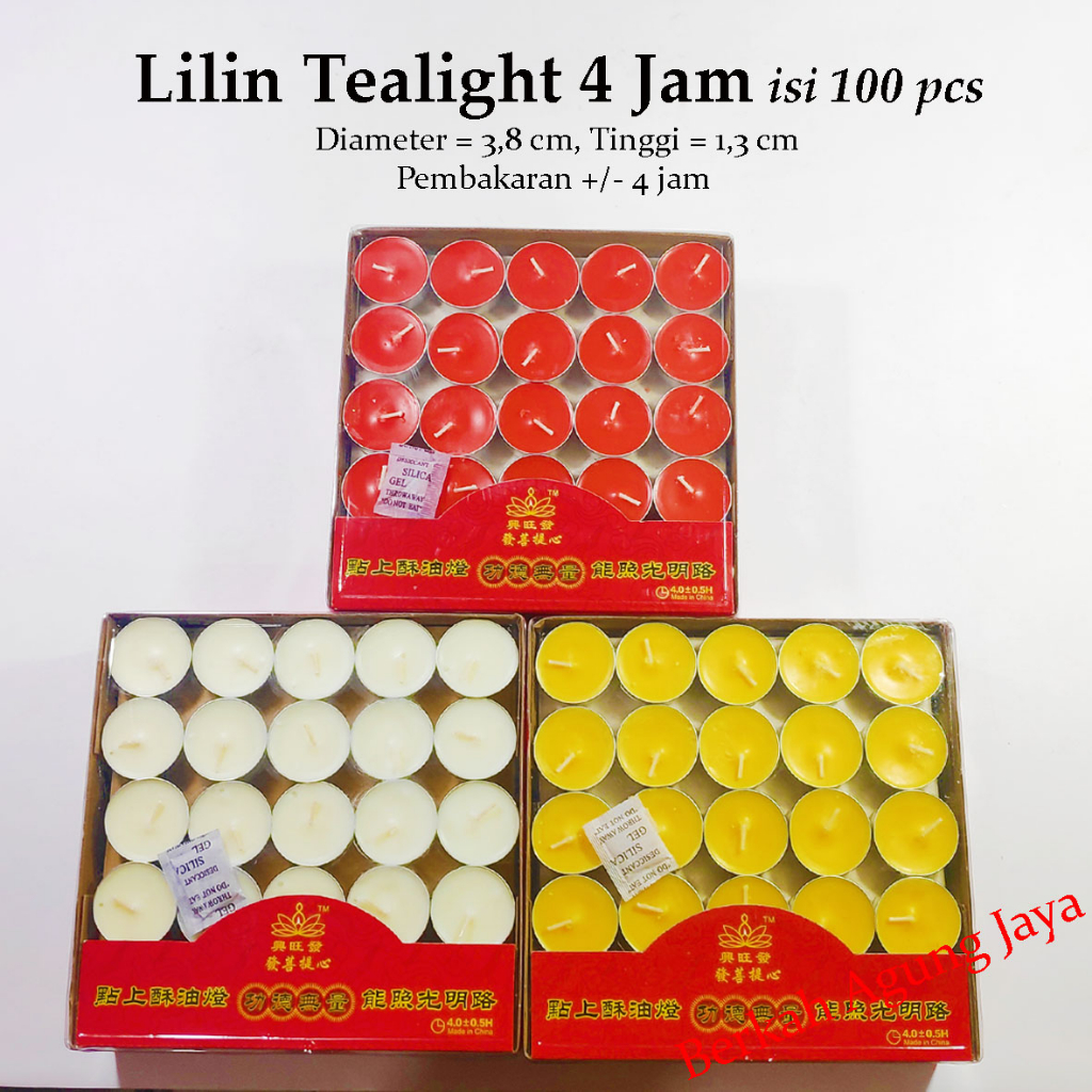 Lilin tea light / Lilin Tidak Aroma / Lilin kaleng LT  isi 100 Pcs