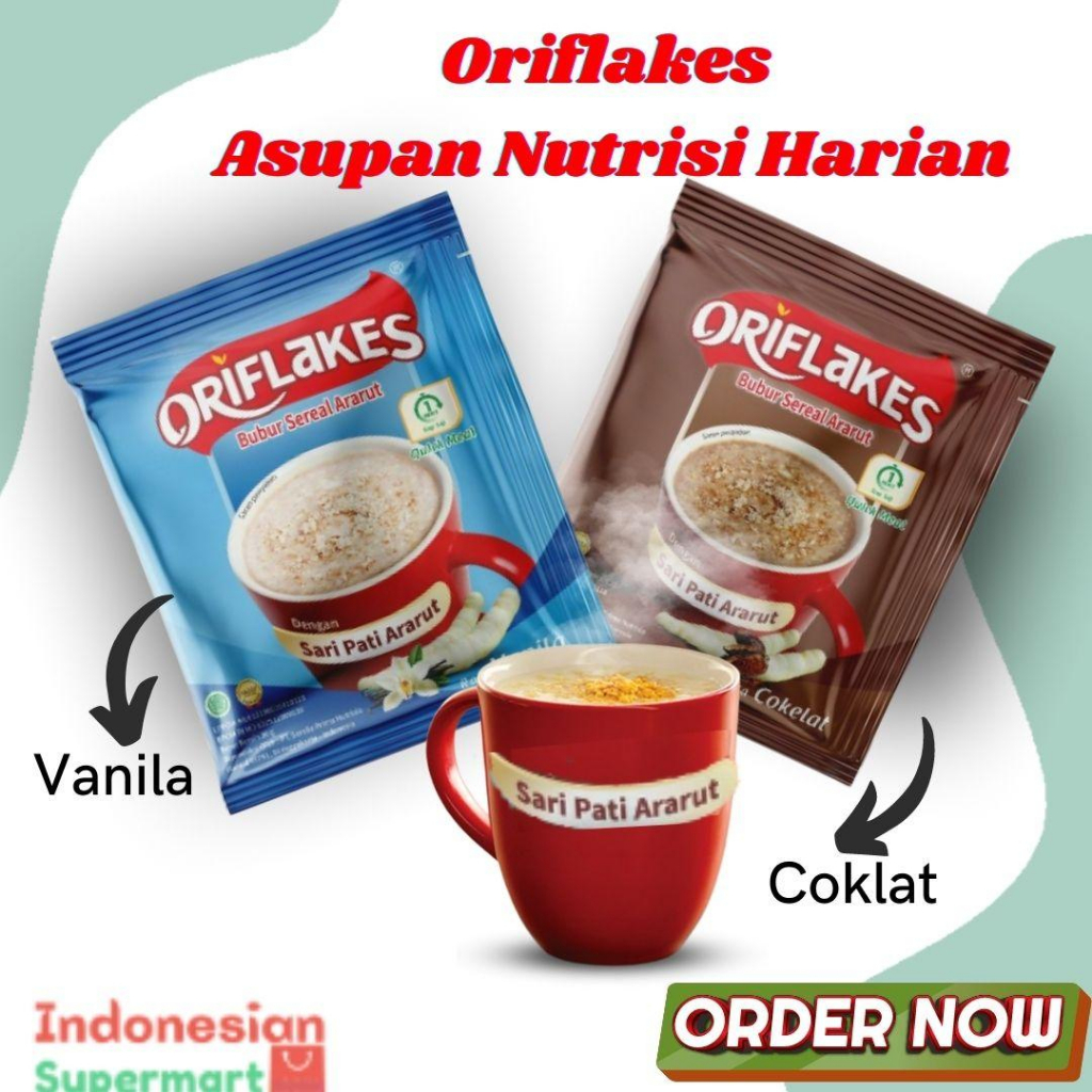 

Oriflakes Quickmeal Daily Sereal Ararut dalam Kemasan Sachet Siap Saji 300gr (10 sachet @30gr)