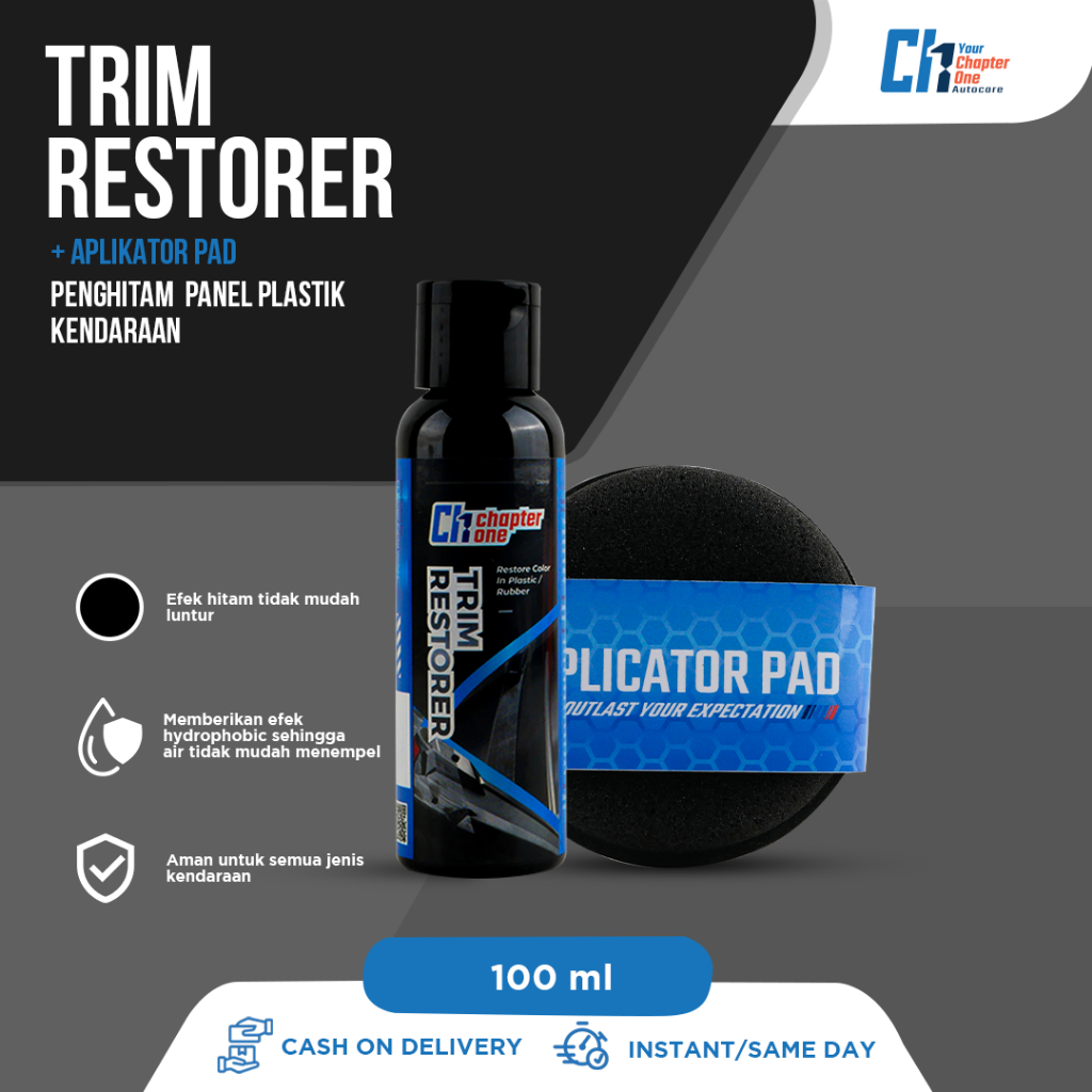 Chapter One Trim Restorer Back To Black 100 ml Penghitam Panel Plastik dan Karet Kendaraan