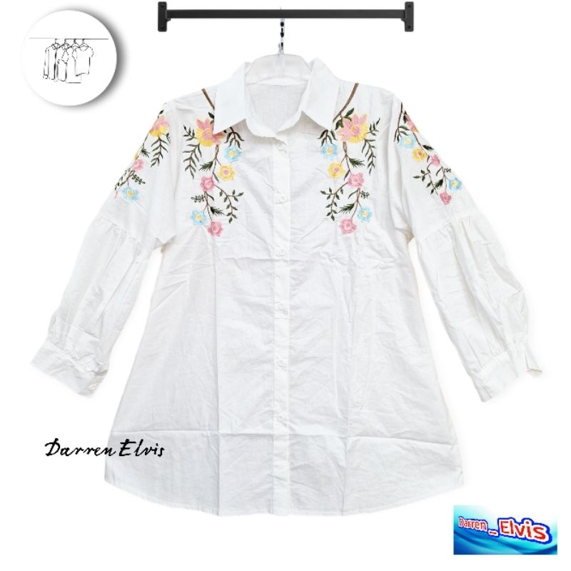 Tunik Putih Wanita Best Seller Motif Bunga