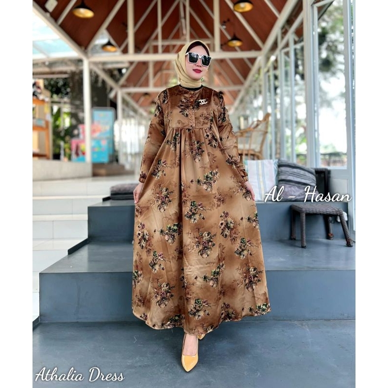 ATHALIA DRESS by Alhasan / GAMIS ARMANI SILK / DRESS LEBARAN SILK