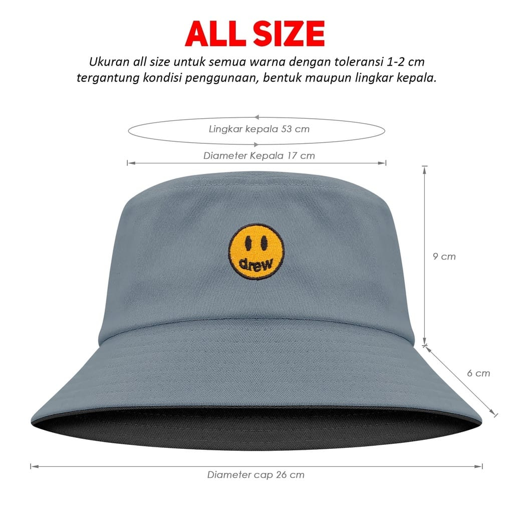 TOPI DREW SMILE / TOPI BUCKET UNISEX DREW PREMIUM