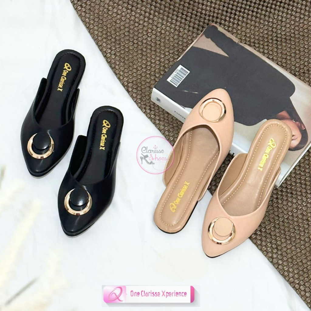 CLARISSE ZALINA Mules Wanita Slip on Sol karet