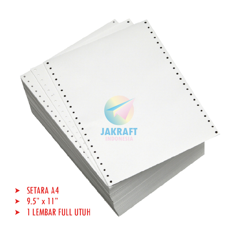 

(1 Box) Kertas Komputer Continuous Form Paper A4 1 Ply K1 9.5" x 11" atau A5 1 Ply Bagi 2 K1/2 9.5" x 11"/2 HVS