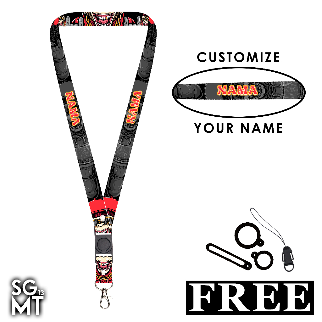 BISA SATUAN Lanyard Custom Nama  Printing Full 2 Sisi Ukuran 2cm Satuan Murah Bisa Request Nama Design 2