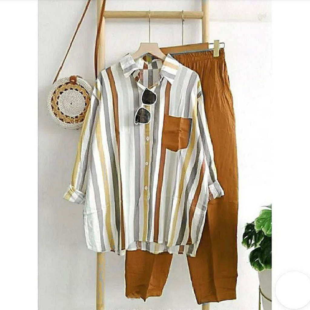 Saroja | Oneset Pelangi Set Wanita Terlaris Setrip | SJ Fashion