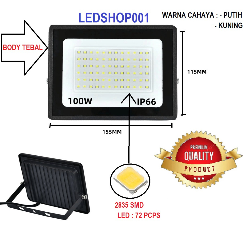 LAMPU SOROT LED 100W // SOROT LED 100 watt Ip66 FLOODLIGHT WATERPROFF