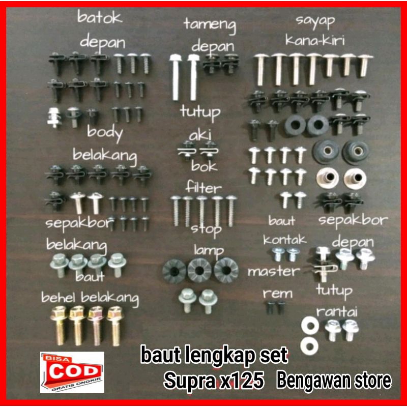 Baut Fullset Cover Body Supra X 125 / Baut Fullset Body Supra X 125 Lengkap