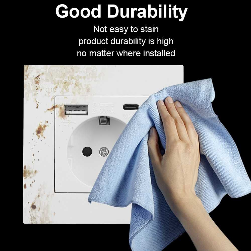 Stopkontak Dinding USB Type-C Soket Listrik Square Wall Socket Stop Kontak Multifungsi Isi Daya Smartphone
