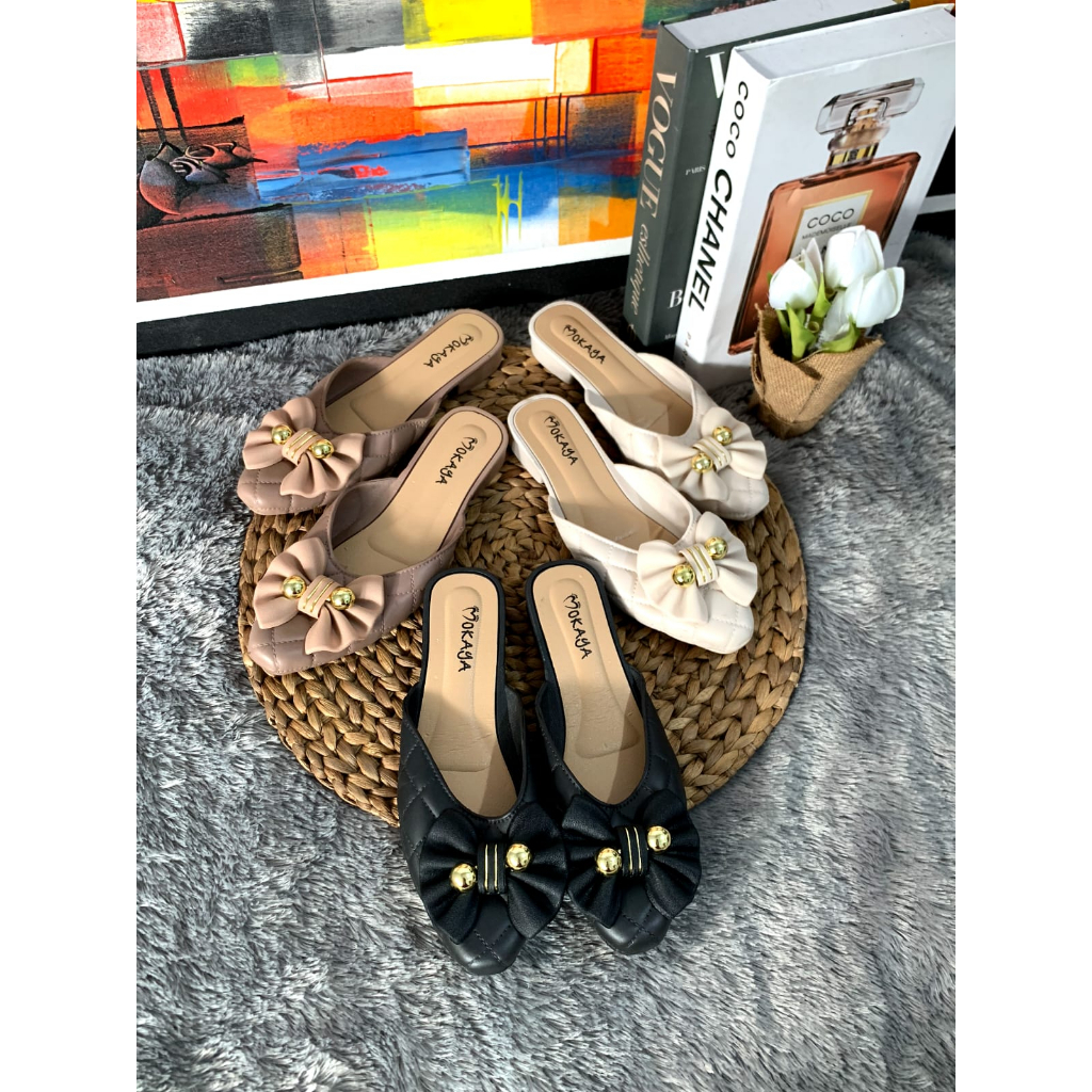 SANDAL SEPATU KEKINIAN MOTIF PITA IMPORT MOKAYA 199-30