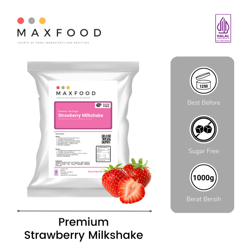 

Premium No Sugar - Strawberry Milkshake / Bubuk Minuman Strawberry Milkshake Tanpa Gula 1 KG