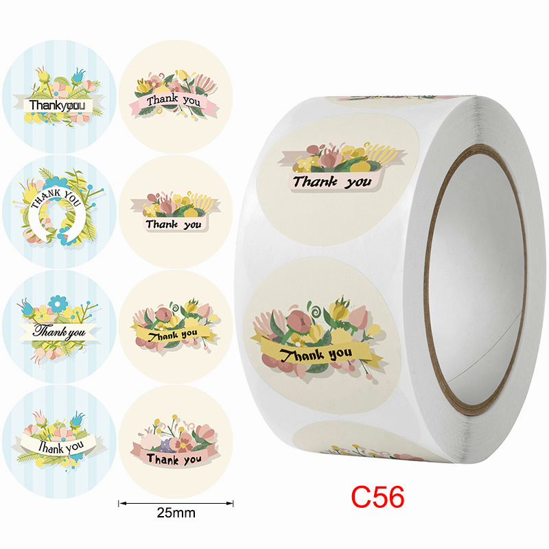 COD✨500 PCS / 1 ROLL STIKER TERIMA KASIH / STICKER THANK YOU Stiker Terima Kasih gs-38#baru🌟C56-2.5cm