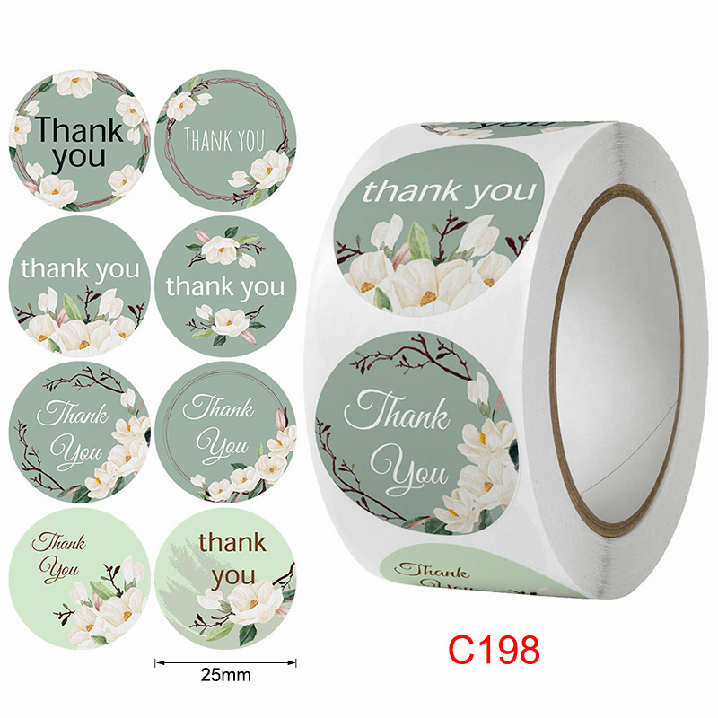 COD✨500 PCS / 1 ROLL STIKER TERIMA KASIH / STICKER THANK YOU Stiker Terima Kasih gs-32#baru🌟C198-2.5cm