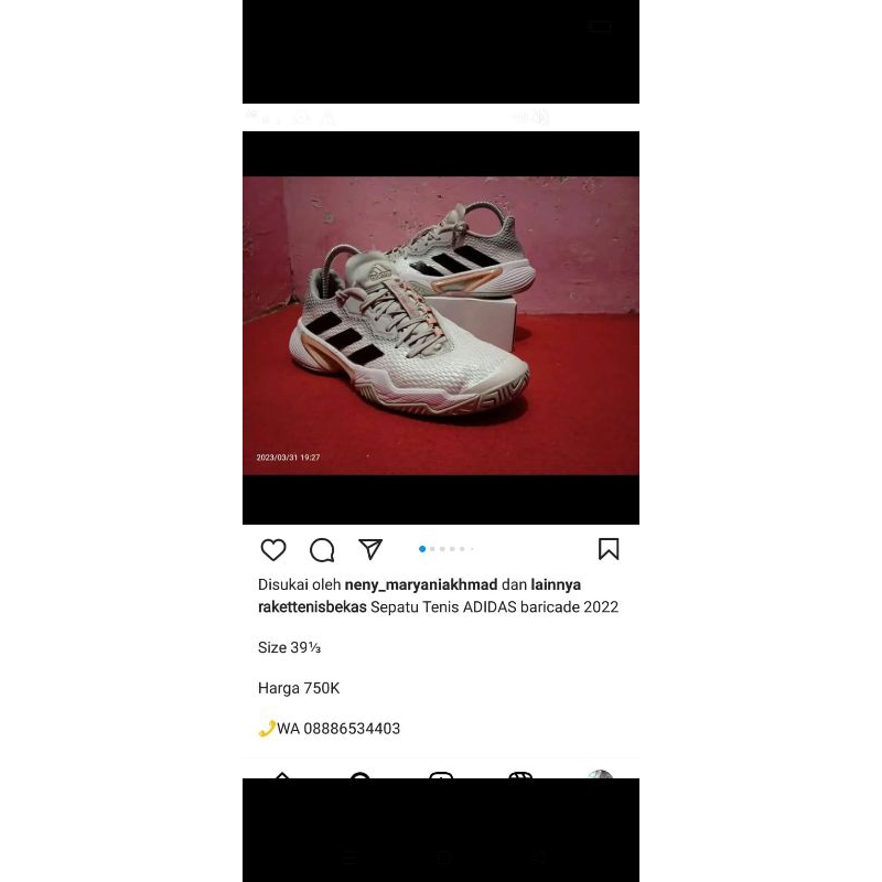 sepatu tenis adidas baricade ori