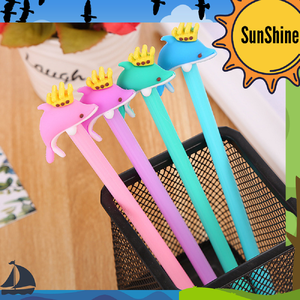 

✨ Sunshine Fancy ✨ SELUSIN / 12 Pcs Pulpen Dolphin with Crown S0132