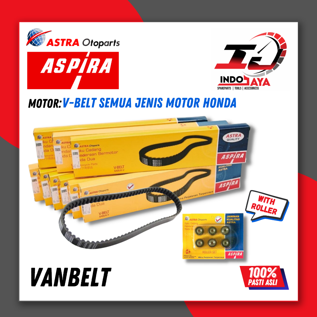 [BAYAR DI TEMPAT] ASPIRA VANBELT + ROLLER (ASSY) BEAT,  VARIO 125 150 , SPACY , SCOOPY / VBELT / V-B