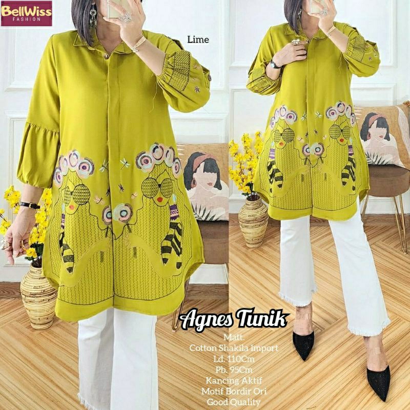 Agnes Tunik, TUNIK WANITA MUSLIM CANTIK MODIS FIT XXL LD 110 BAHAN KATUN SHAKILA IMPORT TERMURAH OOTD KEKINIAN TERLARIS