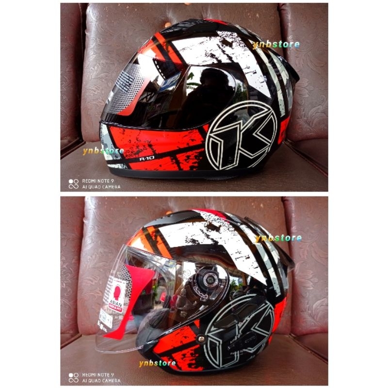 Helm KYT Couple R10 Seri 3 Red  Fullface + Galaxy Flat R Seri 5 Halfface Red Merah Original Murah | 