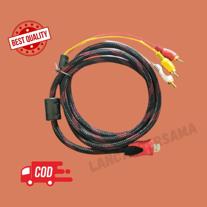 HDMI 3 RCA 1,5 Meter Kabel Adaptor Mengkonversi Kabel For TV HDTV DVD 1080