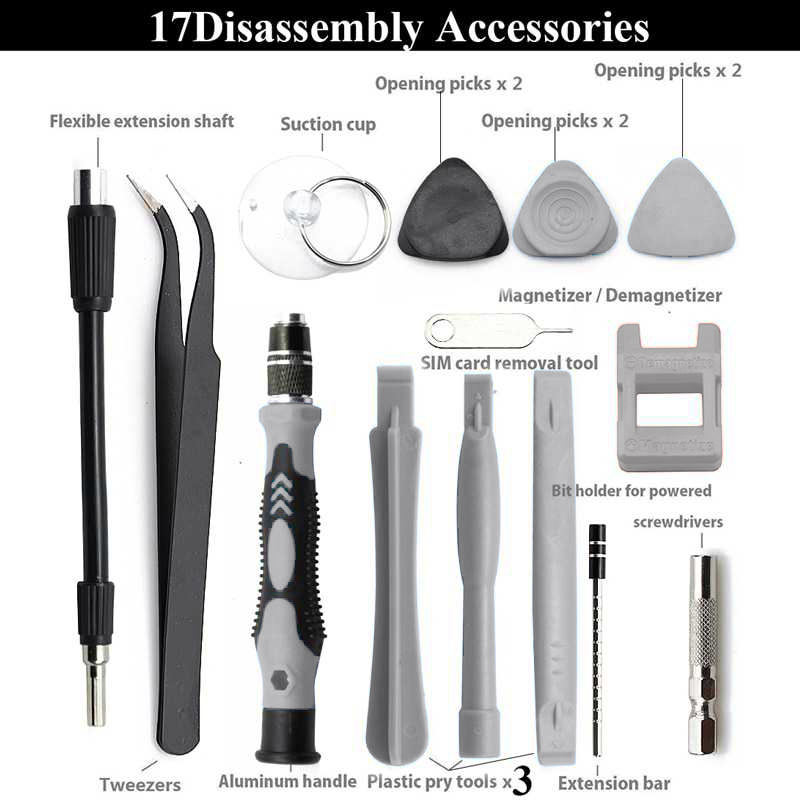 Taffware 115 in 1 Screwdriver Set Reparasi Smartphone Laptop Mini Precision Insulated - 10817 - Black/Gray