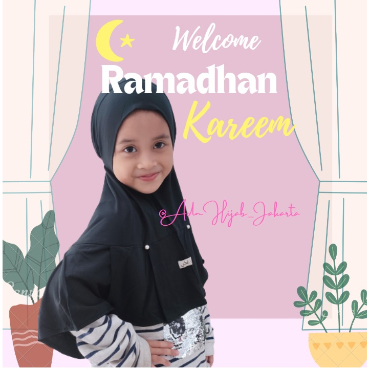 HIjab Bergo Anak Rampel Warna HItam