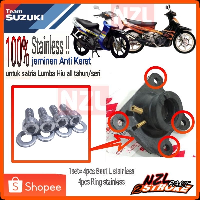 baut L intake membran manipol manifold manifol mesin  stainless stainles set mesin satria r ru lumba