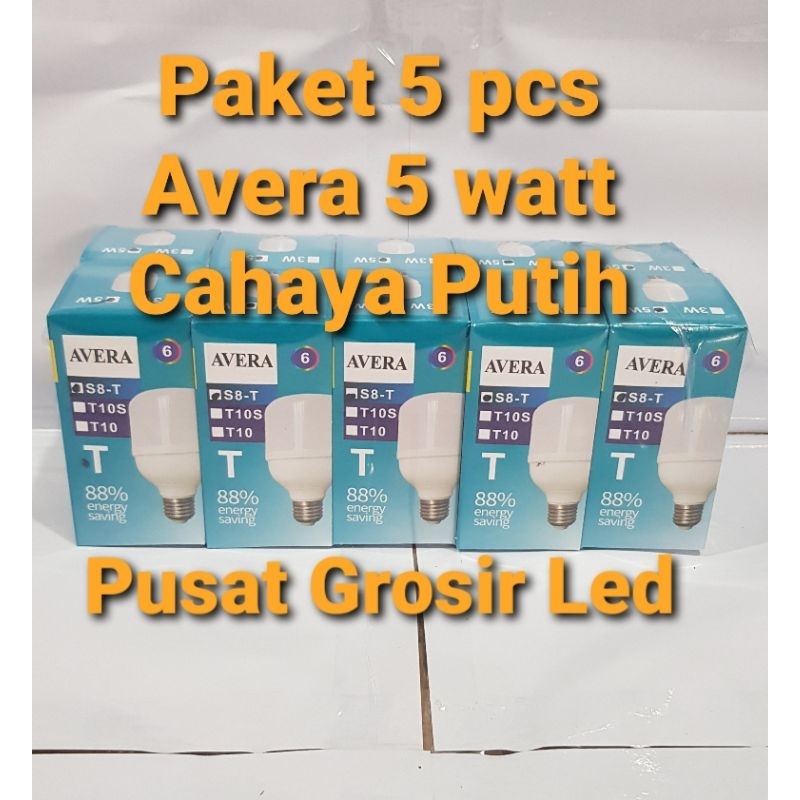 Paket Hemat 5 pcs Lampu Led Murah 5w 5 Watt Kapsul Cahaya Super Terang