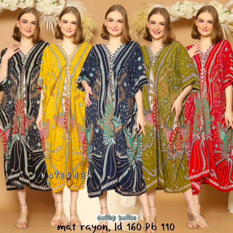 (Jessa) baju tidur daster Kaftan Nathan #3 motif garis acak premium bahan rayon halus