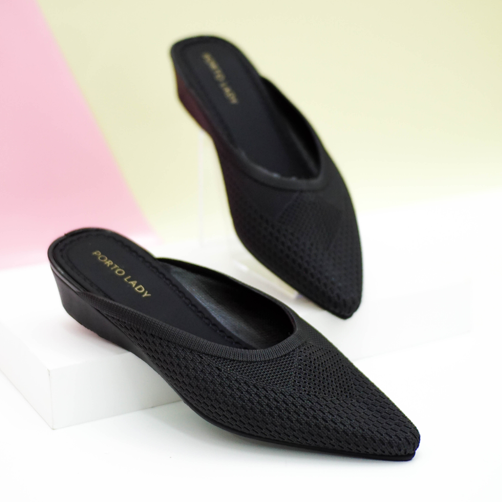 DTB - Porto Leveling Sepatu Kantor Wanita Wedges Heels 5CM Selop Casual Anti Slip Nyaman Porto Lady