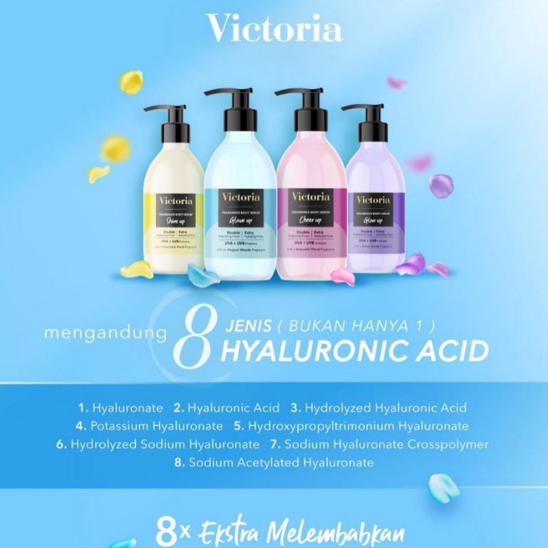 Victoria Fragrance Body Serum Body Lotion 300ML 120ML Shine Cheer Glow Glam / Perawatan Tubuh Melembabkan Menghidrasi Mencerahkan Brightening Hydrating UV Protection Wangi Tahan Lama