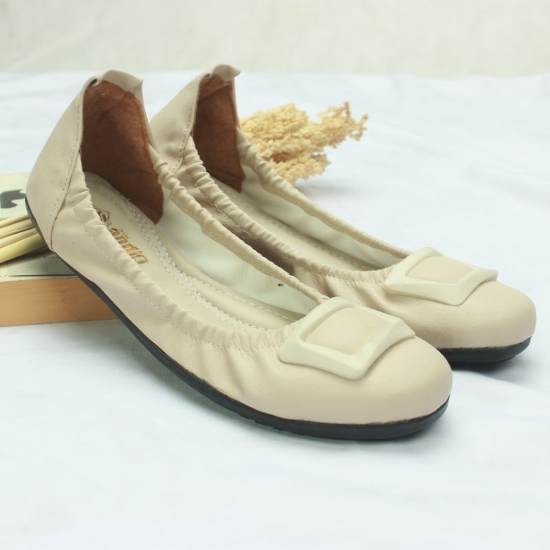 Sepatu Flatshoes Wanita Flat Shoes Sol Karet Roll AN09