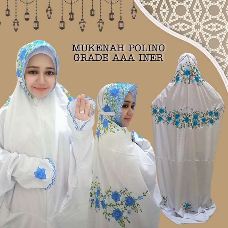 (real pict) MUKENA POLINO CIPUT LAJURAN/TERUSAN/LANGSUNGAN FULL BORDIR