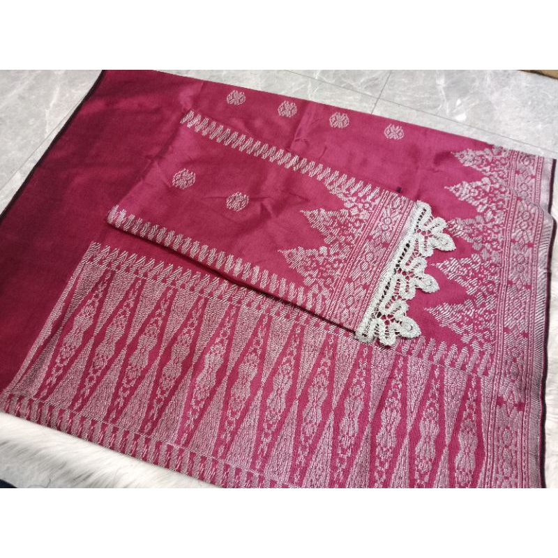 songket silungkang warna pink fanta silver