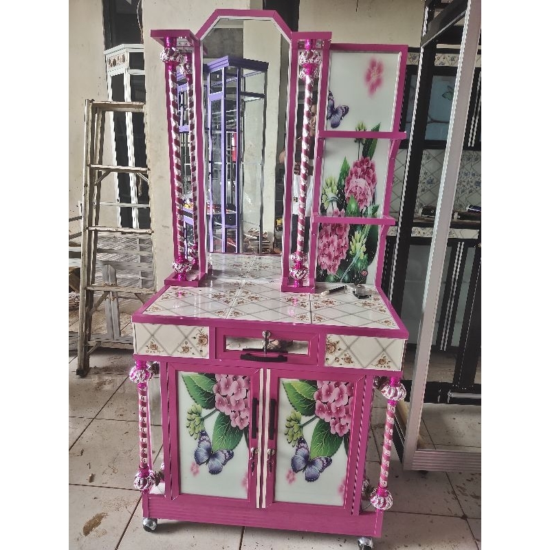 MEJA RIAS ALUMINIUM KACA