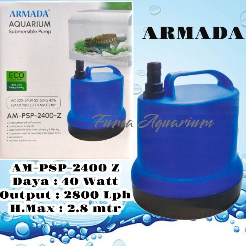 Pompa Celup Filter Aquarium Low Watt ARMADA AM PSP 3200 Z / 2400 Z / 2300 Z / 2200 Z Power Head filter Air Kolam Ikan Koi