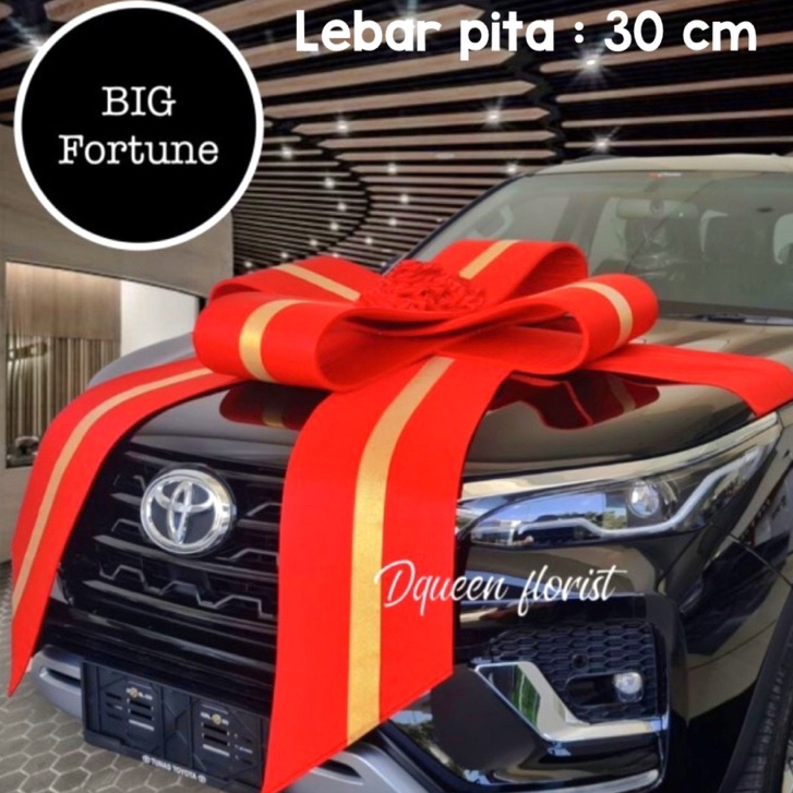 DQueen Florist Dekorasi Pita Hiasan Mobil Jumbo Pengantin Baru Motif Hadiah Bunga Bahan Spon