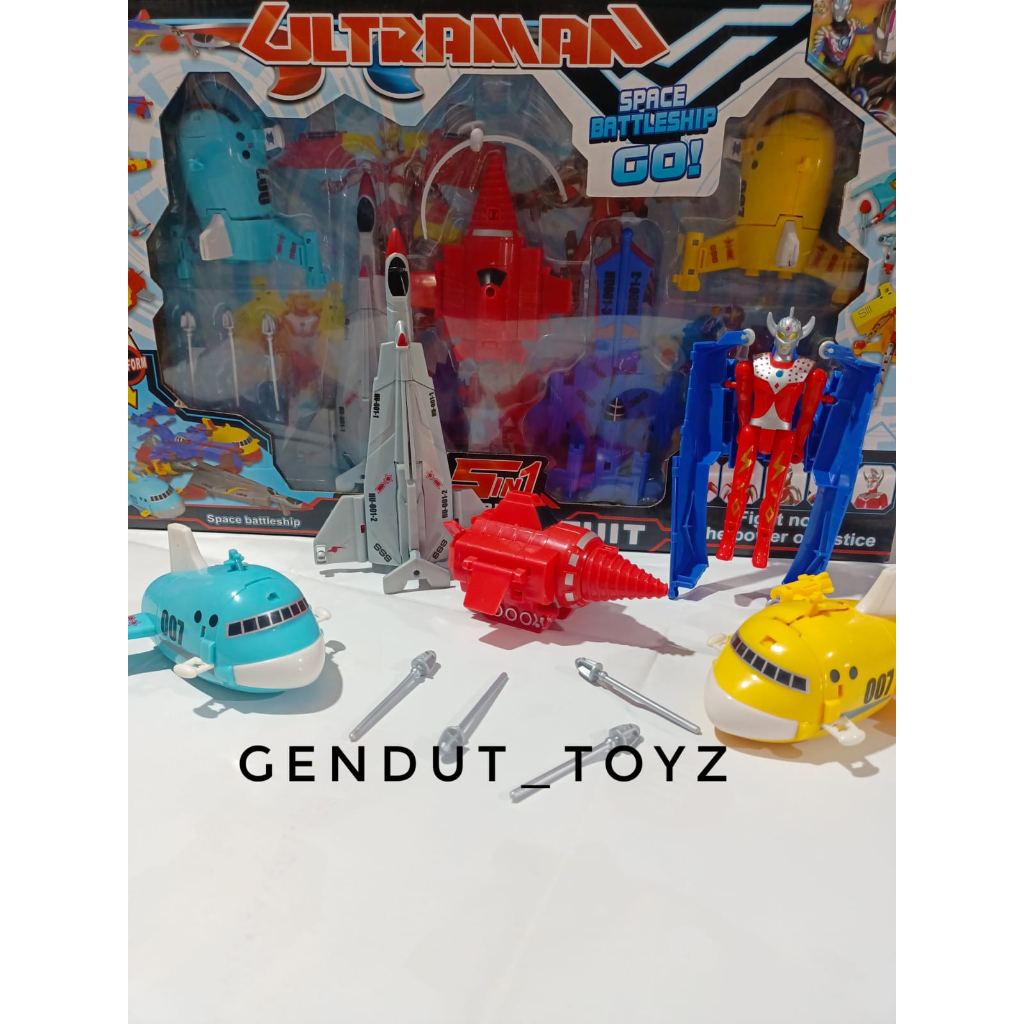 ultraman 5 in 1 pesawat jadi robot
